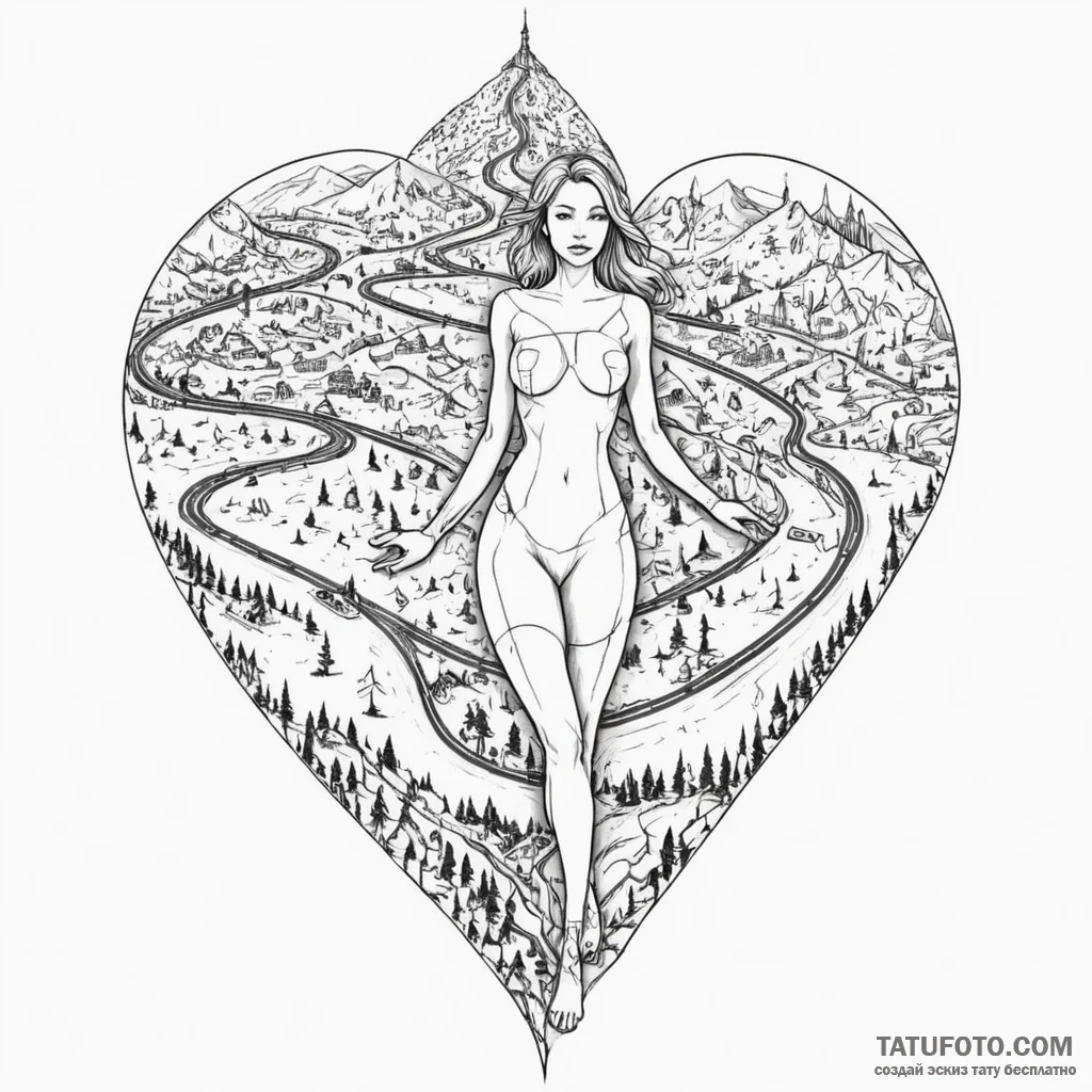 A woman's body is a roadmap, with highways an... - эскиз тату (№1750117983_0, 16.06.2025 23:53) — Tatufoto.com