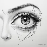A woman’s face, one eye is a realistic human… — эскиз тату (№1750118671_0, 17.06.2025 00:04) — Tatufoto.com