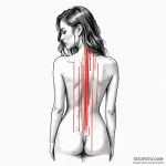 A woman’s back with a barcode tattoo, being s… — эскиз тату (№1750122998_0, 17.06.2025 01:16) — Tatufoto.com