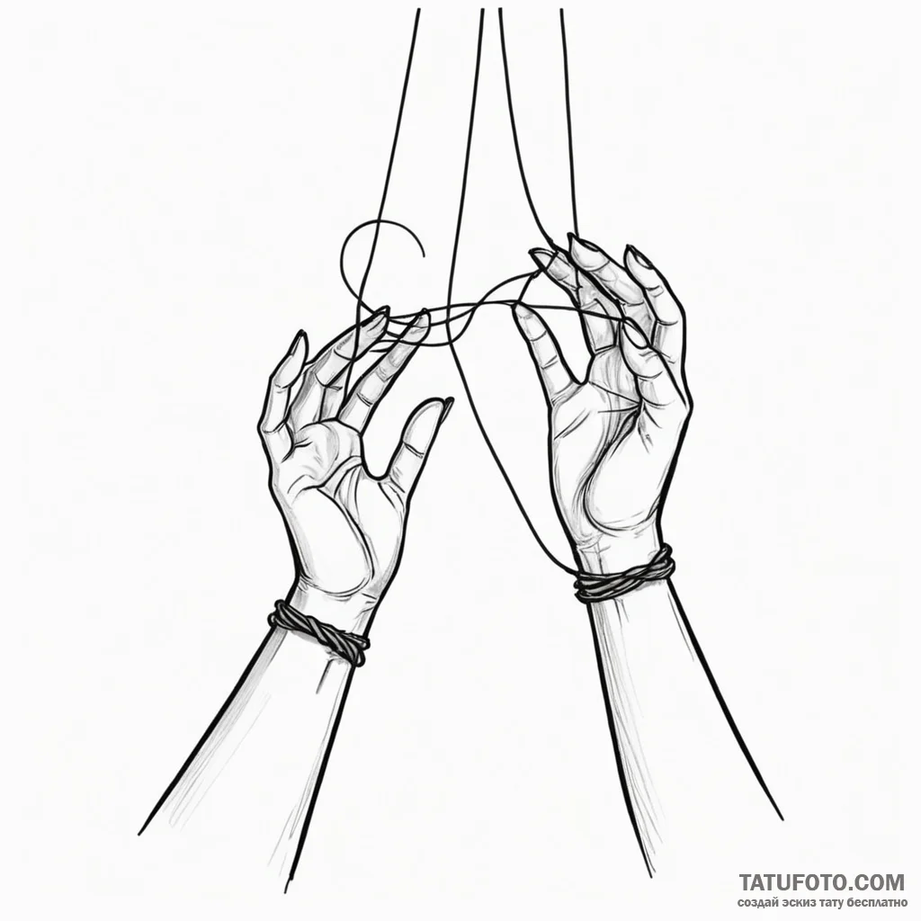 A woman's hands are puppets, controlled by st... - эскиз тату (№1750124751_0, 17.06.2025 01:45) — Tatufoto.com