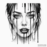 A woman’s face with her eyes and mouth covere… — эскиз тату (№1750125060_0, 17.06.2025 01:51) — Tatufoto.com