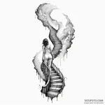 A woman’s back with a tattoo of a stairway to… — эскиз тату (№1750125247_0, 17.06.2025 01:54) — Tatufoto.com