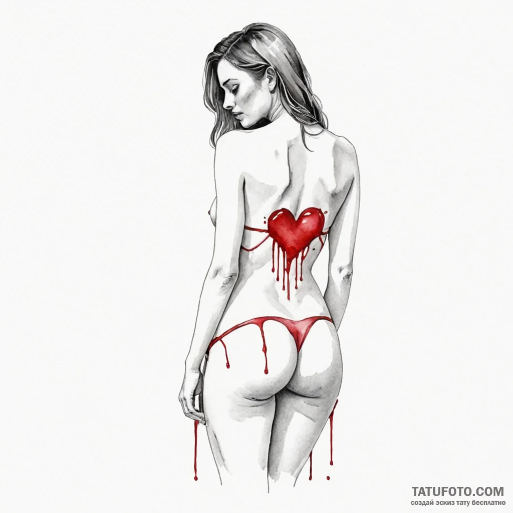 Watercolor sketch of a woman's back in a thon... - эскиз тату (№1750126493_0, 17.06.2025 02:14) — Tatufoto.com