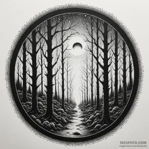 Night vision goggles view of a haunted forest... - эскиз тату (№1750147312_0, 17.06.2025 08:01) — Tatufoto.com