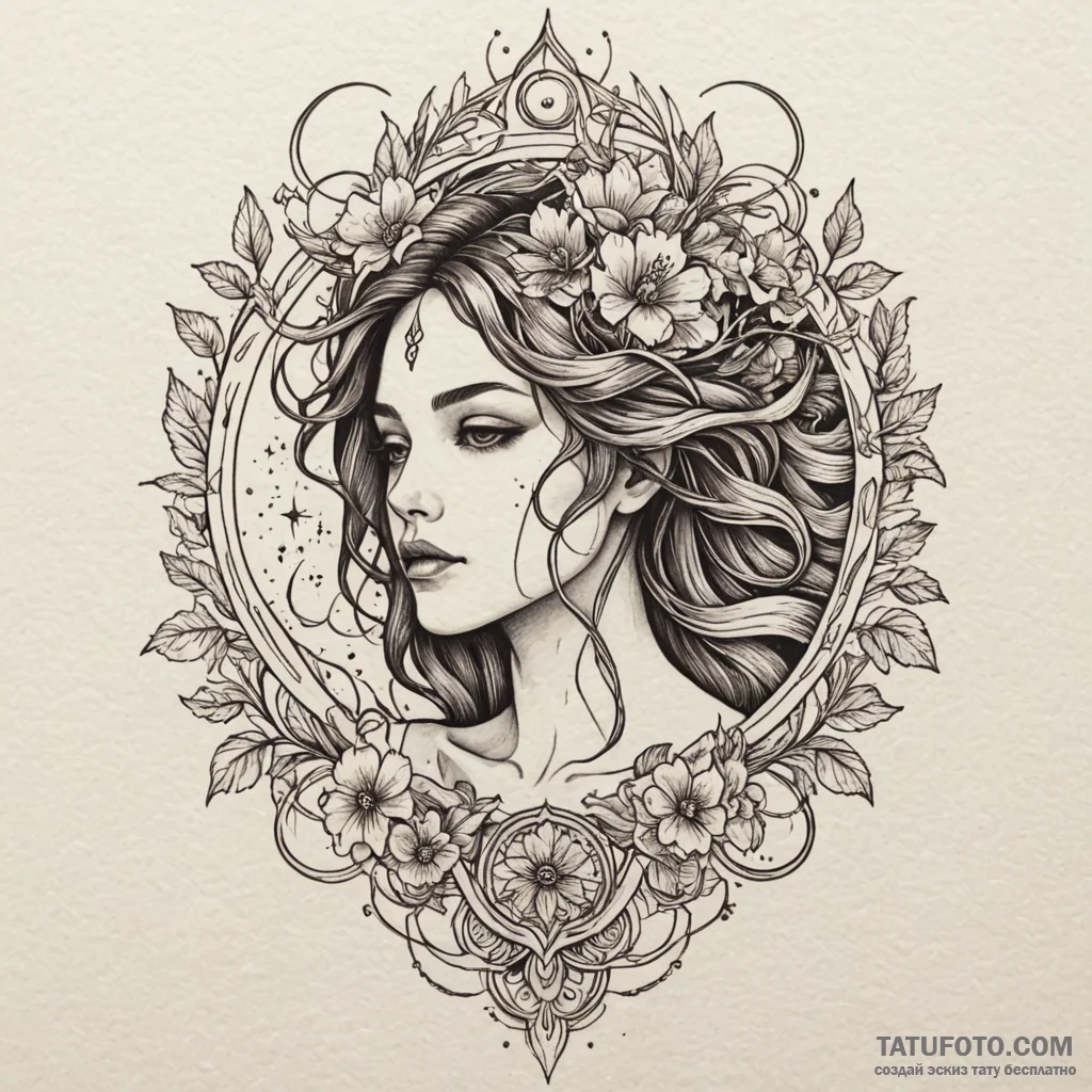 Twilight roots beneath celestial bloom, artis... - эскиз тату (№1750148533_0, 17.06.2025 08:22) — Tatufoto.com