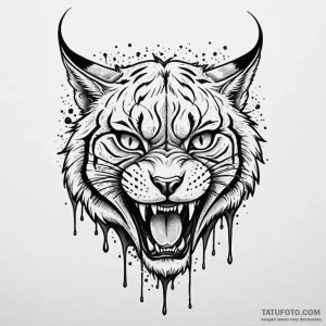 Lynx fangs dripping venom, tattoo flash sheet... - эскиз тату (№1750153229_0, 17.06.2025 09:40) — Tatufoto.com