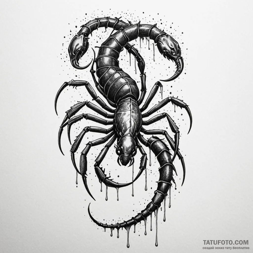 Scorpion tail dripping spectral venom, tattoo... - эскиз тату (№1750155937_0, 17.06.2025 10:25) — Tatufoto.com