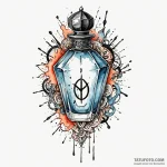 Perfume bottle cracked with runes, artistic t… — эскиз тату (№1750165967_0, 17.06.2025 13:12) — Tatufoto.com