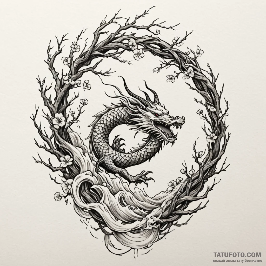 Burning archway of twisted branches, tattoo f... - эскиз тату (№1750166032_0, 17.06.2025 13:13) — Tatufoto.com