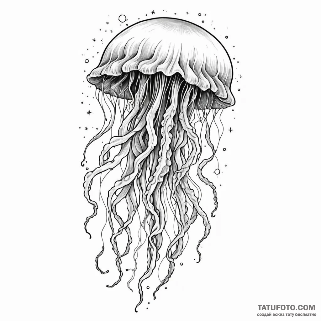 Jellyfish with tentacles made of cosmic nebul... - эскиз тату (№1750166912_0, 17.06.2025 13:28) — Tatufoto.com