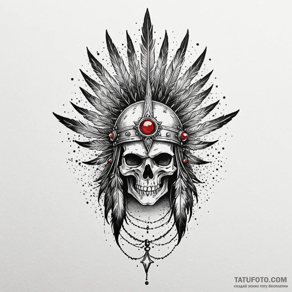 Feathered helm crowned in stars, ink illustra... - эскиз тату (№1750167746_0, 17.06.2025 13:42) — Tatufoto.com