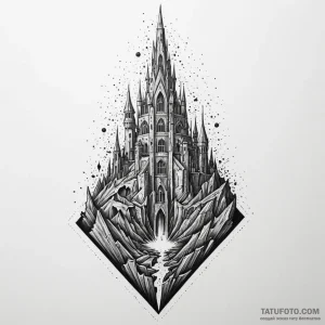 Warhammer beneath shattered spire, artistic t... - эскиз тату (№1750168391_0, 17.06.2025 13:53) — Tatufoto.com