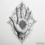 Arcane hand casting fire spell, tattoo line a… — эскиз тату (№1750168583_0, 17.06.2025 13:56) — Tatufoto.com