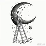 Ladder leaning on the moon, artistic tattoo s… — эскиз тату (№1750169159_0, 17.06.2025 14:05) — Tatufoto.com