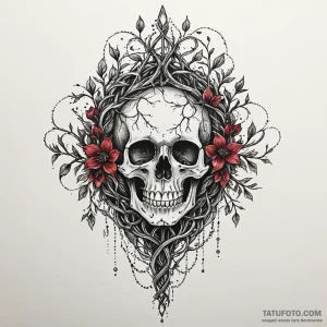 Crystal vines growing through bone, tattoo sk... - эскиз тату (№1750169285_0, 17.06.2025 14:08) — Tatufoto.com