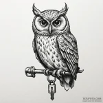 Owl with a key in its talons, guarding a lock… — эскиз тату (№1750169413_0, 17.06.2025 14:10) — Tatufoto.com