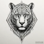 Atomic panther with neon stripes, tattoo draw… — эскиз тату (№1750169672_0, 17.06.2025 14:14) — Tatufoto.com