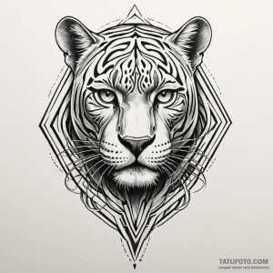 Atomic panther with neon stripes, tattoo draw... - эскиз тату (№1750169672_0, 17.06.2025 14:14) — Tatufoto.com
