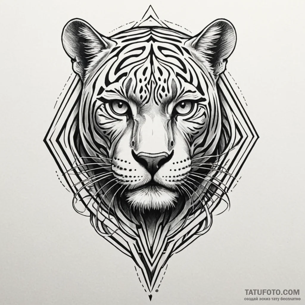 Atomic panther with neon stripes, tattoo draw... - эскиз тату (№1750169672_0, 17.06.2025 14:14) — Tatufoto.com