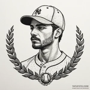 A classic baseball cap, casual,, tattoo drawi... - эскиз тату (№1750169737_0, 17.06.2025 14:15) — Tatufoto.com
