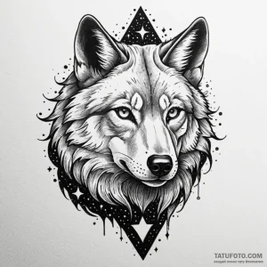 Astral wolf with galaxy eyes, tattoo line art... - эскиз тату (№1750169801_0, 17.06.2025 14:16) — Tatufoto.com