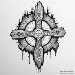 Tree stump with glowing runes, tattoo sketch… — эскиз тату (№1750169992_0, 17.06.2025 14:19) — Tatufoto.com