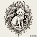 A kitsune with its nine tails, ink illustrati… — эскиз тату (№1750170840_0, 17.06.2025 14:34) — Tatufoto.com