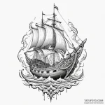 A greek trireme ship, concept art for tattoo,… — эскиз тату (№1750171429_0, 17.06.2025 14:43) — Tatufoto.com