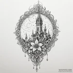 Nightshade bloom beneath spectral spire, tatt… — эскиз тату (№1750171776_0, 17.06.2025 14:49) — Tatufoto.com