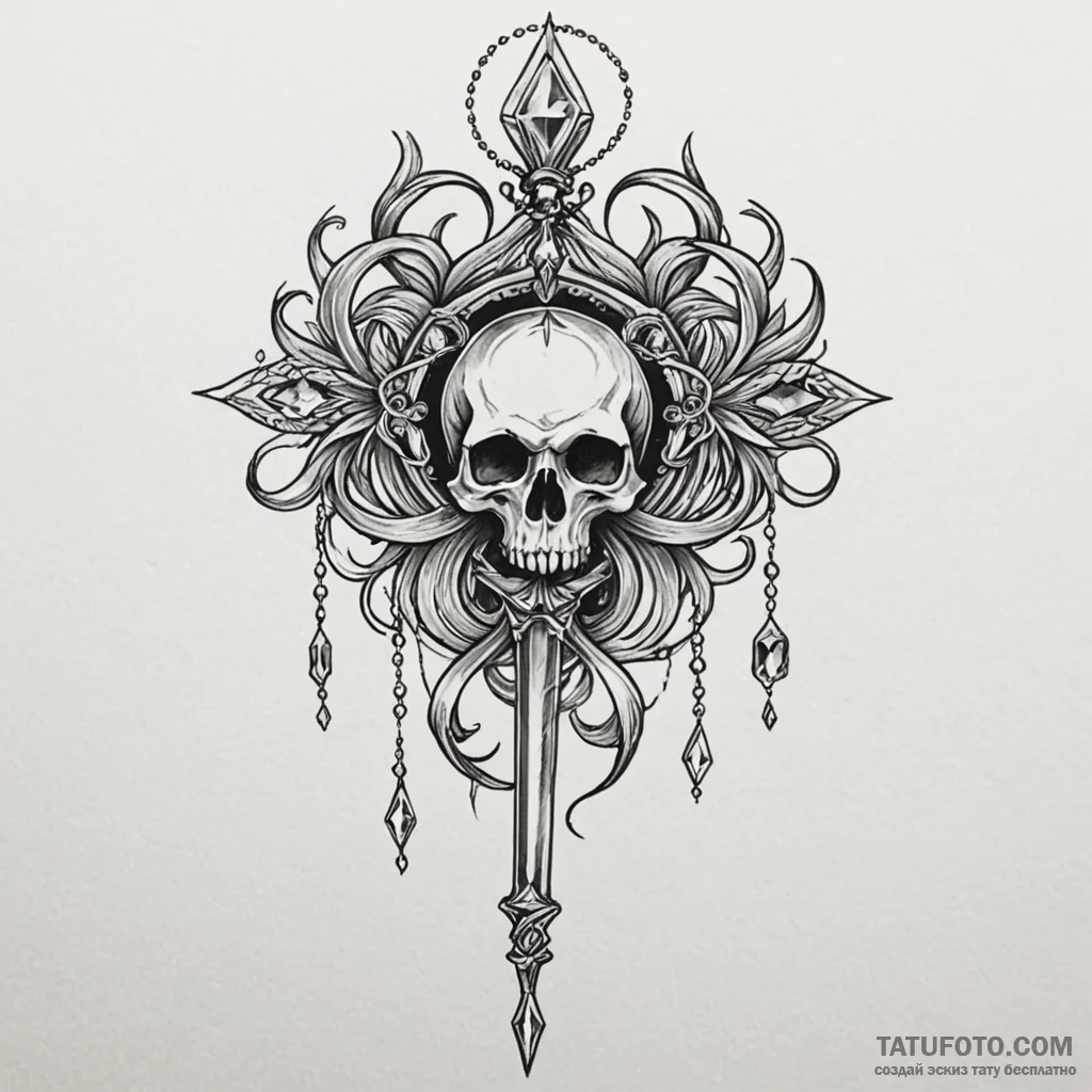 Scepter with a crystal that holds a storm, ta... - эскиз тату (№1750172702_0, 17.06.2025 15:05) — Tatufoto.com