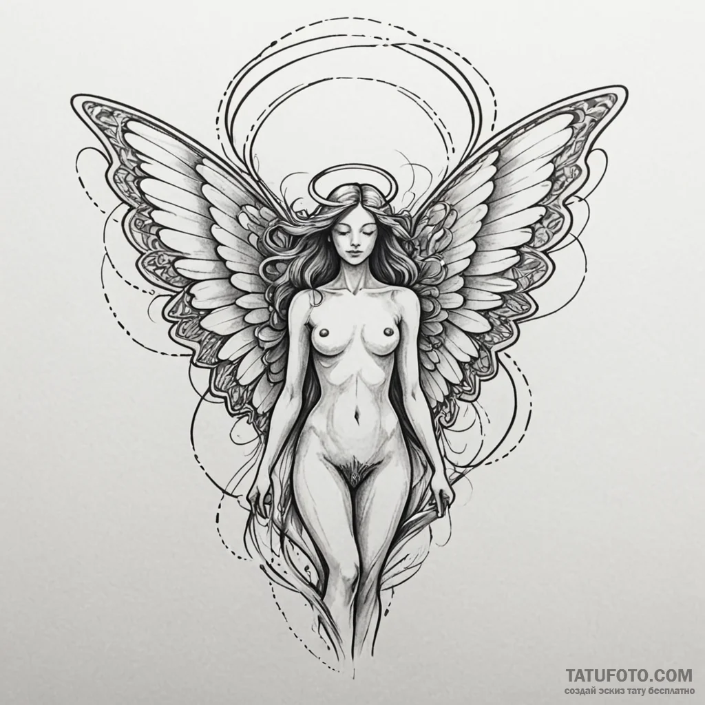Angel butterfly with glowing trails, tattoo d... - эскиз тату (№1750173347_0, 17.06.2025 15:15) — Tatufoto.com