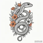 Art nouveau snake with flowers, tattoo drawin… — эскиз тату (№1750173481_0, 17.06.2025 15:18) — Tatufoto.com