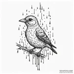 A whimsical bird singing in rain, resilient,,… — эскиз тату (№1750173544_0, 17.06.2025 15:19) — Tatufoto.com