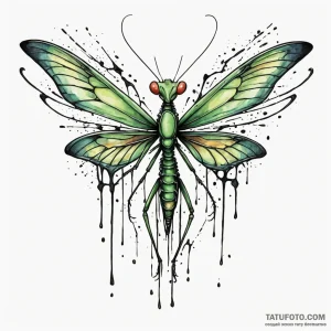Mantis wings tearing veil, concept art for ta... - эскиз тату (№1750173607_0, 17.06.2025 15:20) — Tatufoto.com