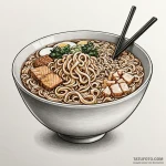Ramen bowl with noodles of wire and a broth o… — эскиз тату (№1750173671_0, 17.06.2025 15:21) — Tatufoto.com