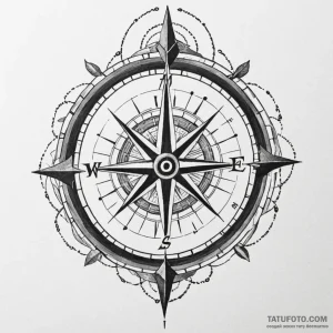 Compass with cardinal directions in runes, in... - эскиз тату (№1750173735_0, 17.06.2025 15:22) — Tatufoto.com
