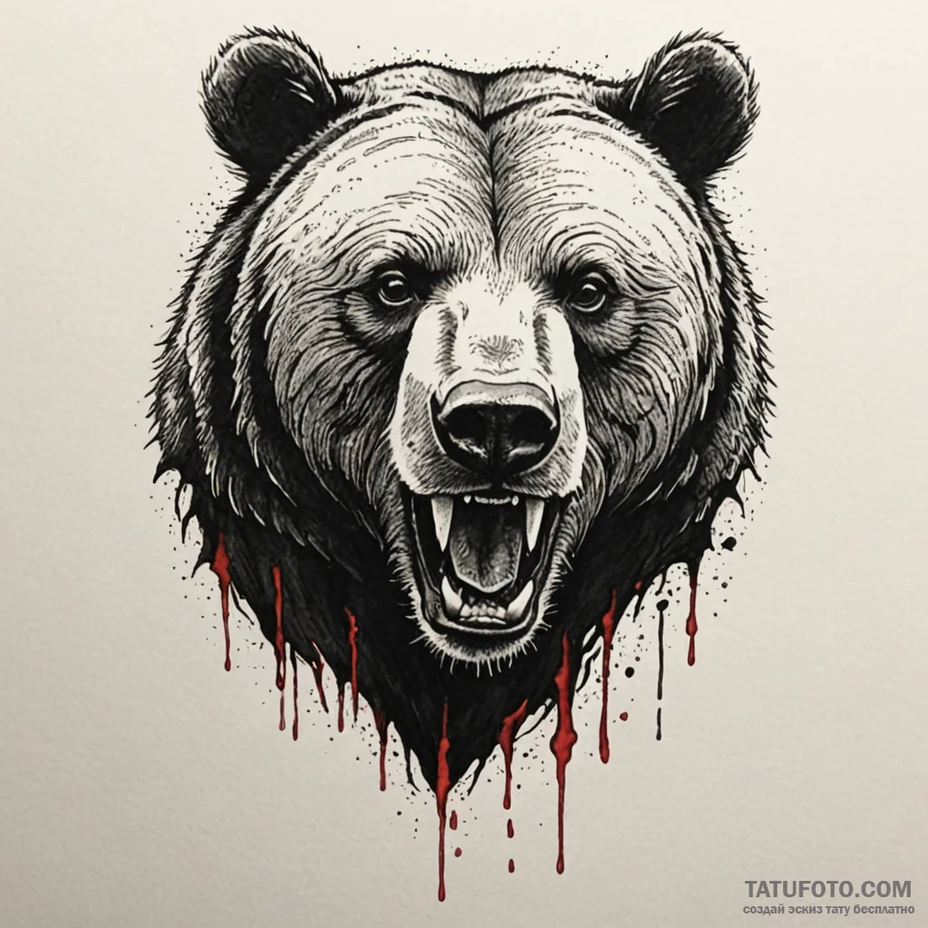 Grizzly bear with claws of sharpened steel, i... - эскиз тату (№1750175080_0, 17.06.2025 15:44) — Tatufoto.com