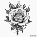 Withered rose blooming from bones, ink illust… — эскиз тату (№1750175271_0, 17.06.2025 15:47) — Tatufoto.com