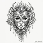 Etched mask beneath fractured sky, concept ar… — эскиз тату (№1750176042_0, 17.06.2025 16:00) — Tatufoto.com