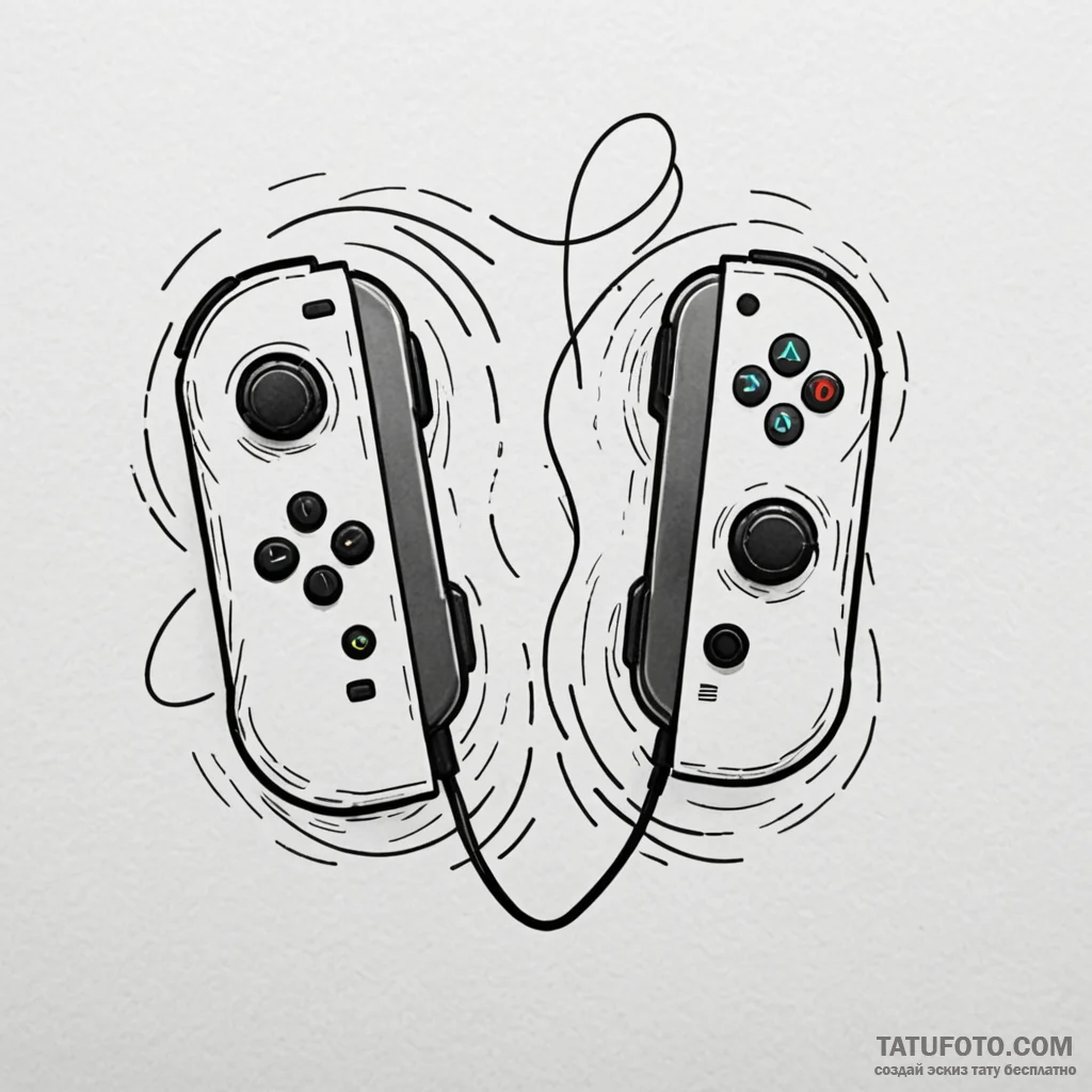 Joy-con controllers from a switch, split, art... - эскиз тату (№1750176106_0, 17.06.2025 16:01) — Tatufoto.com