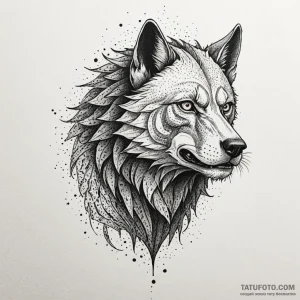 A werewolf mid-transformation, tattoo line ar... - эскиз тату (№1750176170_0, 17.06.2025 16:02) — Tatufoto.com