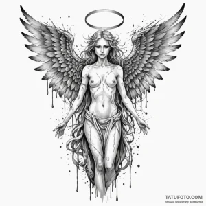 Angel of death, concept art for tattoo, black... - эскиз тату (№1750176233_0, 17.06.2025 16:03) — Tatufoto.com
