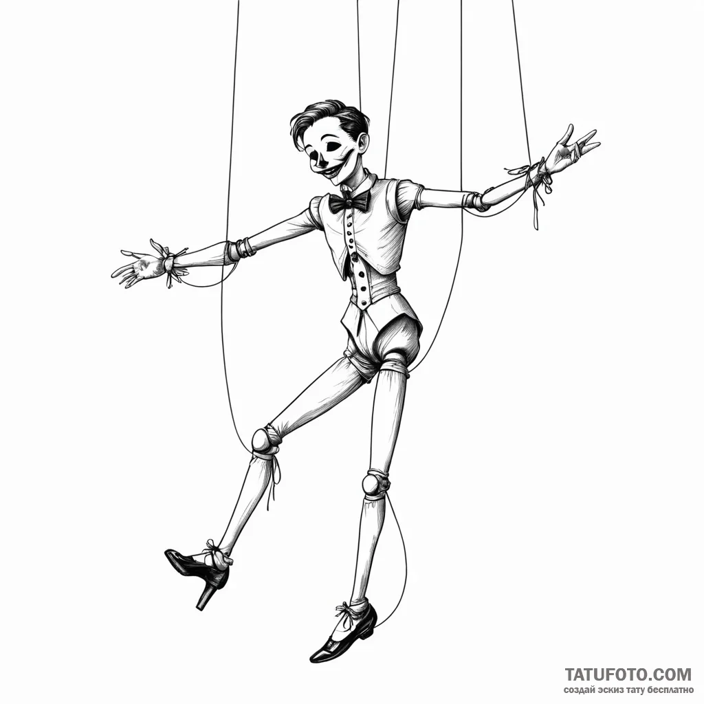 Marionette with cut strings - эскиз тату (№1750176426_0, 17.06.2025 16:07) — Tatufoto.com