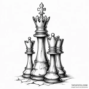 King chess piece with cracked base, tattoo sk... - эскиз тату (№1750176937_0, 17.06.2025 16:15) — Tatufoto.com