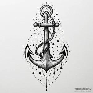 Atomic anchor hovering in data stream, tattoo... - эскиз тату (№1750177066_0, 17.06.2025 16:17) — Tatufoto.com