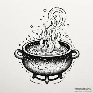 Cauldron bubbling with a swirling galaxy, tat... - эскиз тату (№1750177256_0, 17.06.2025 16:20) — Tatufoto.com