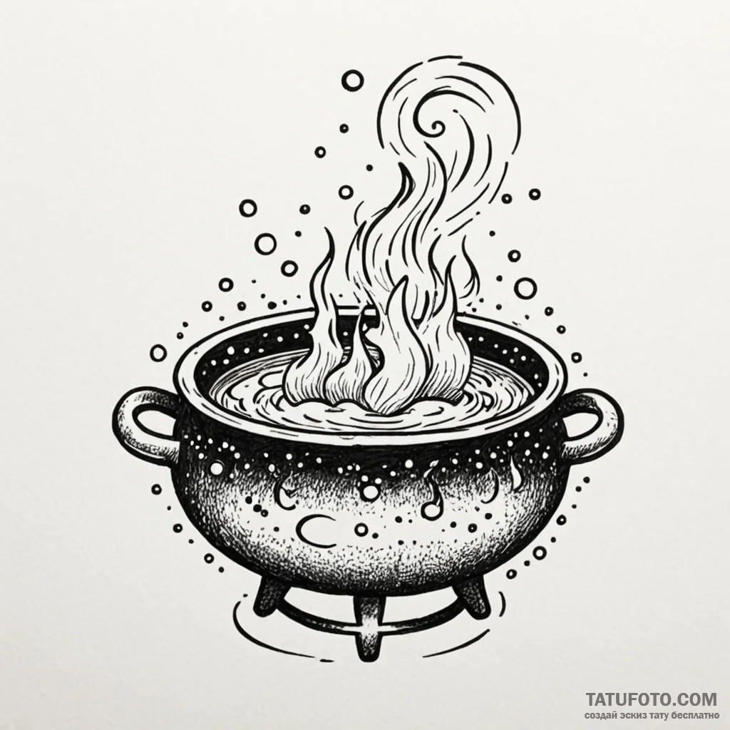 Cauldron bubbling with a swirling galaxy, tat... - эскиз тату (№1750177256_0, 17.06.2025 16:20) — Tatufoto.com