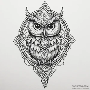 Arcane owl with rune eyes, tattoo flash sheet... - эскиз тату (№1750177834_0, 17.06.2025 16:30) — Tatufoto.com