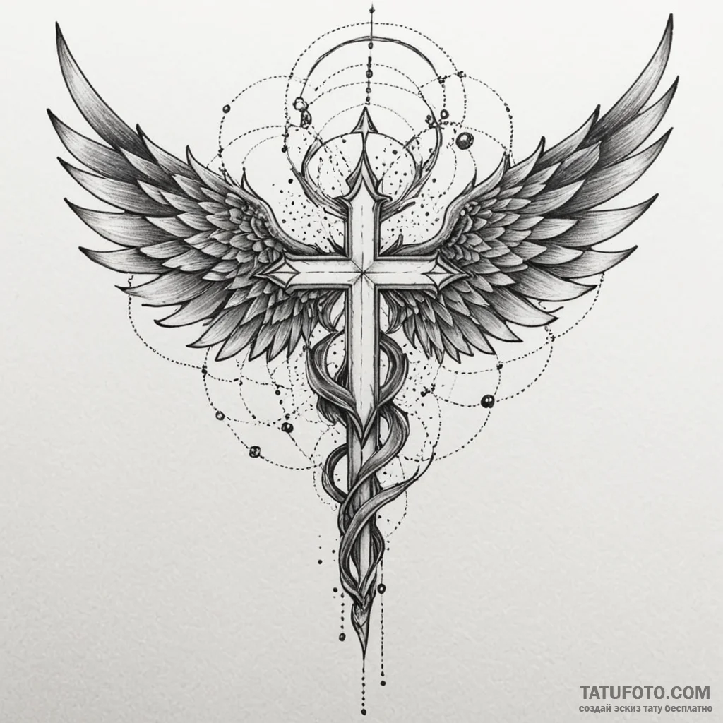 Silver wings devouring starlight, tattoo line... - эскиз тату (№1750178025_0, 17.06.2025 16:33) — Tatufoto.com