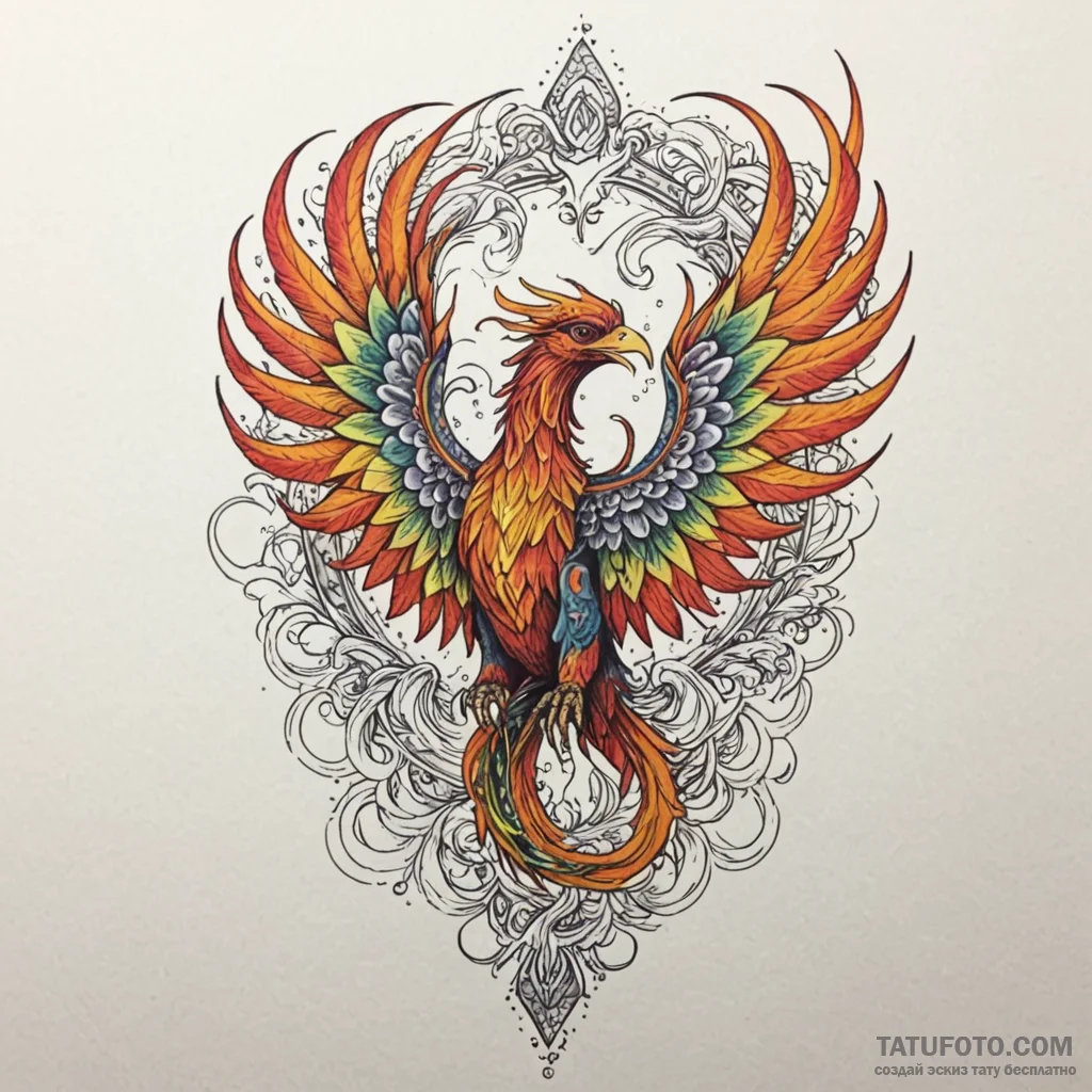 Phoenix relic devouring light, ink illustrati... - эскиз тату (№1750178666_0, 17.06.2025 16:44) — Tatufoto.com